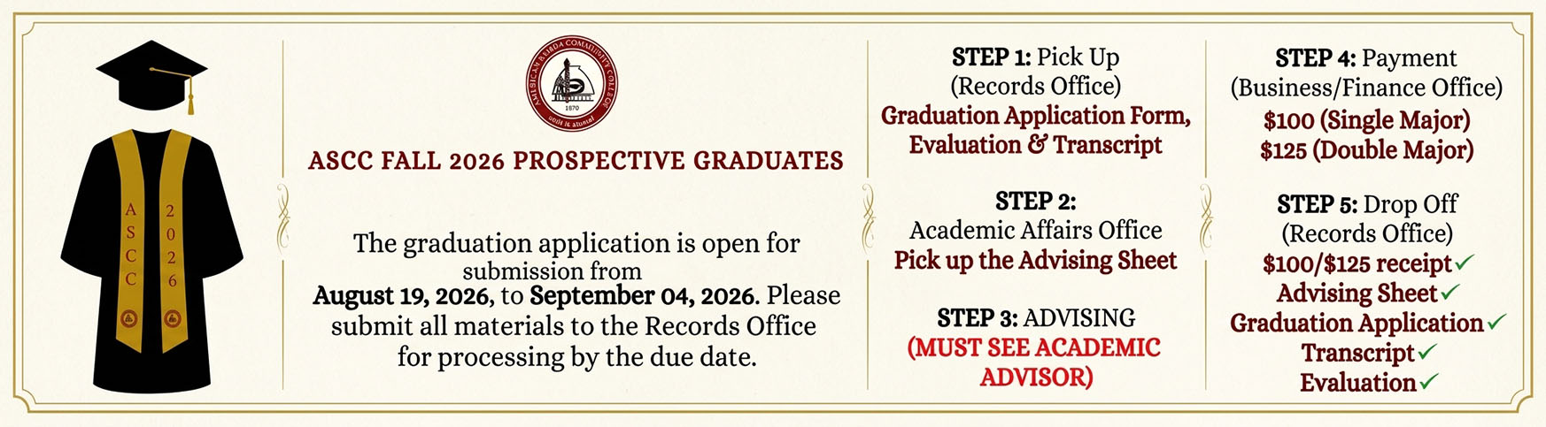 ASCC Fall 2026 Grad Application Procedures